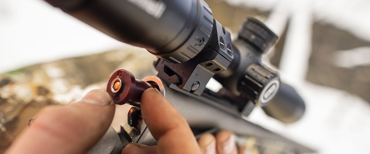Firestick being loaded into a Muzzleloader