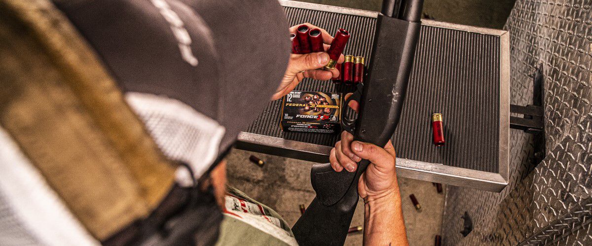 Force X2 shotshells being loaded into a shotgun