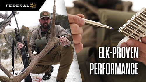 Elk-Proven Performance; Remi holding up a large antler; Remi removing 7mm Backcountry Terminal Ascent from it's packaging