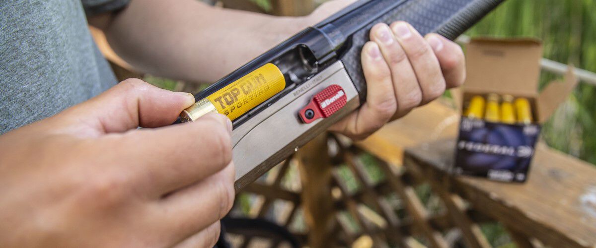 Top Gun shells being loaded into a shotgun