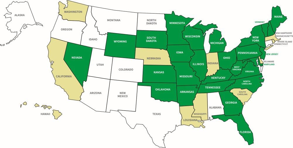 Legal FireStick States Map