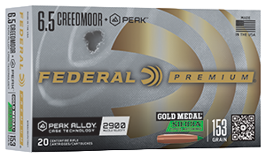 Gold Medal Sierra MatchKing 6.5 Creedmoor +Peak box