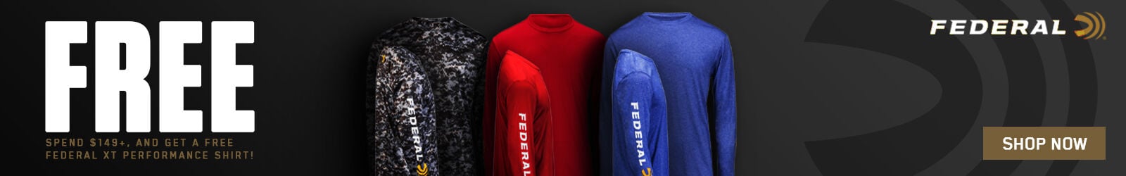FREE; Spend $149+, get a Federal L/S Performance Shirt Free; Shop Now