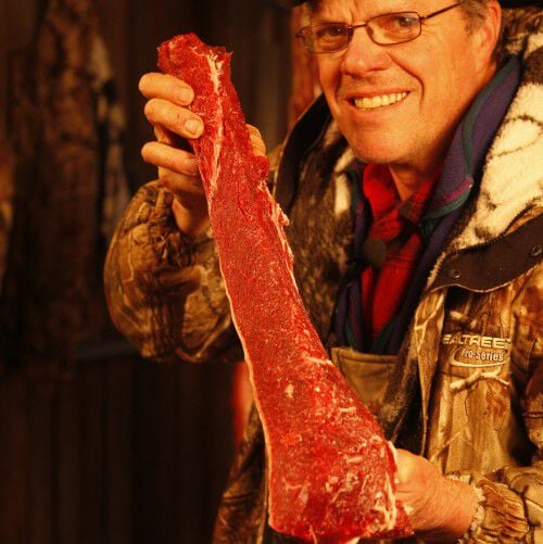 Showing the removed deer tenderloin