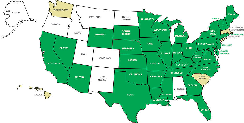 Legal FireStick States Map
