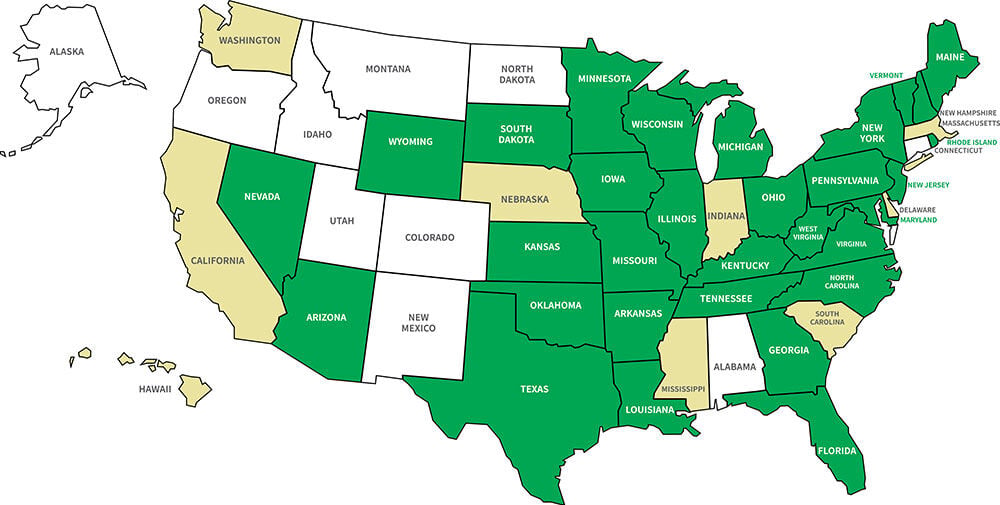 Legal FireStick States Map