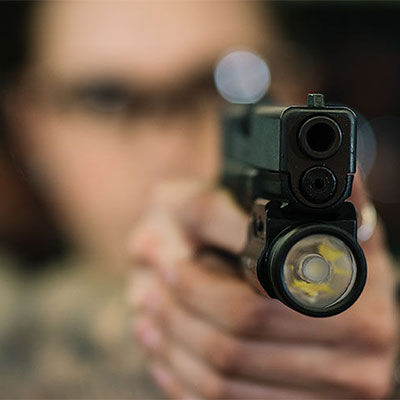 Person shooting a handgun