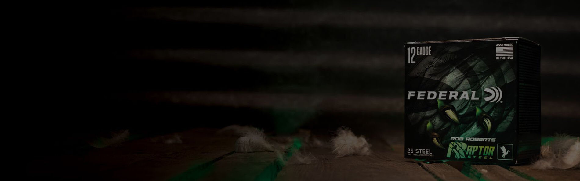 Rob Roberts Raptor Steel box on a wood floor with green light coming through the cracks