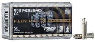 Personal Defense Punch Rimfire 22 LR packaging and cartridges