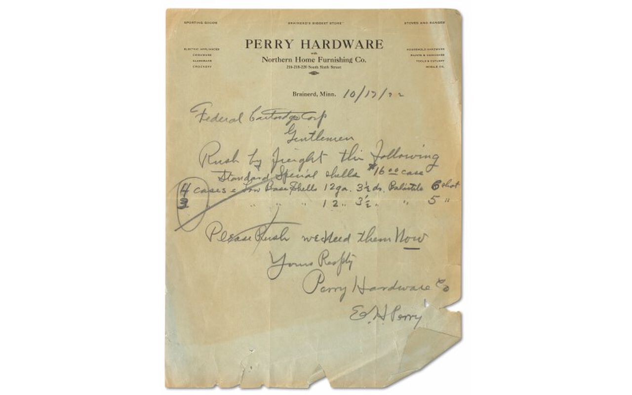 Perry Hardware letter