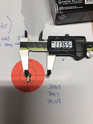 measured distance between 2 7mm backcountry shots in a target