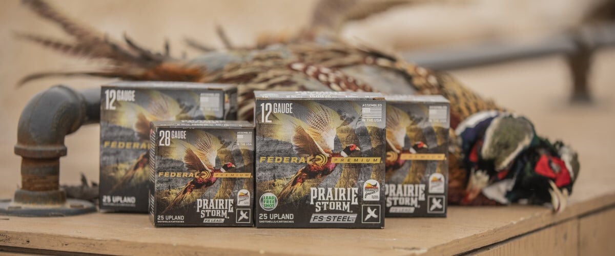 Prairie Storm boxes sitting on a table with a couple of shot pheasants