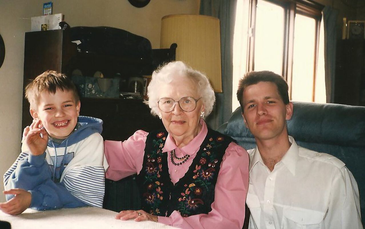 Evelyn Sutherland and her grandson