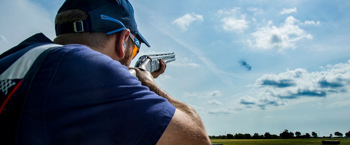 Vincent Hancock shooting a shotgun