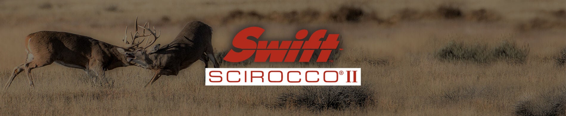 Man holding rifle with Swift-Scirocco Logo overlay