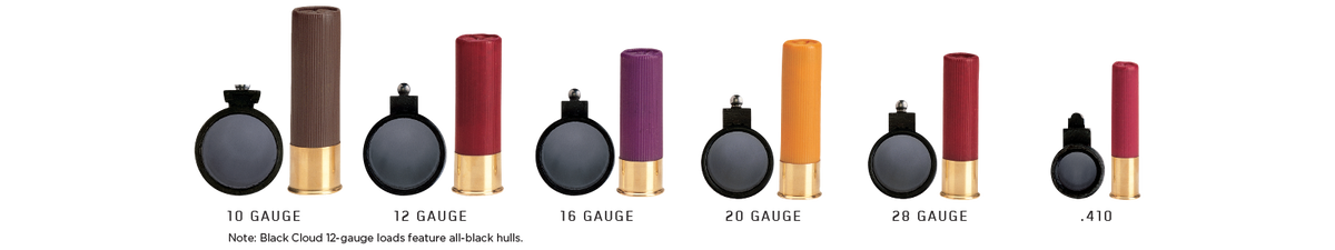 image showing size and color of all shotgun gauges