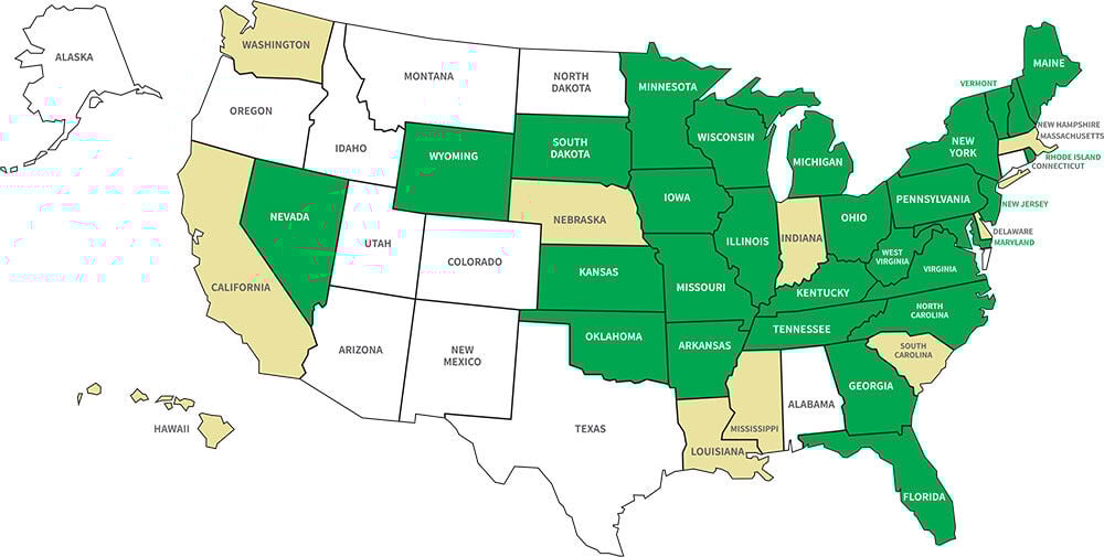 Legal FireStick States Map