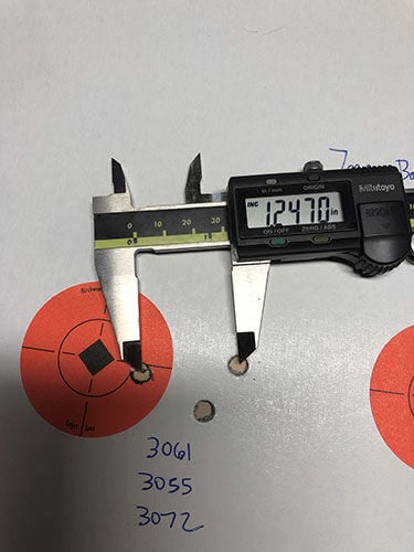 measured distance between 2 7mm backcountry shots in a target