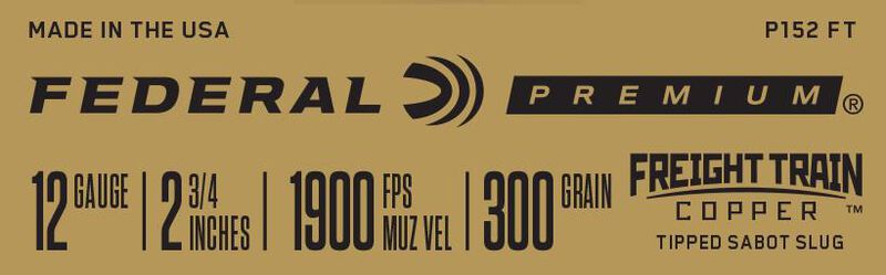 Freight Train Copper Sabot Slug, 12 Gauge, 300 Grain, 2-3/4 in, 1900 fps