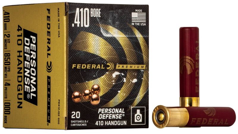 Personal Defense 410 Handgun, 410 Bore, 000 Buck Shot, 2-1/2 in, 850 fps