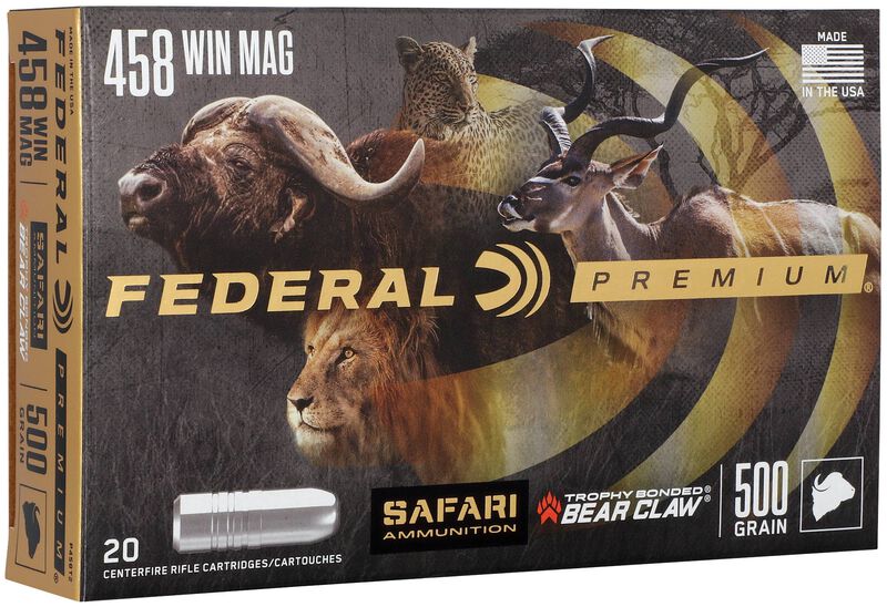 Safari Trophy Bonded Bear Claw, 458 Win Magnum, 500 Grain, Trophy Bonded Bear Claw, 2090 fps