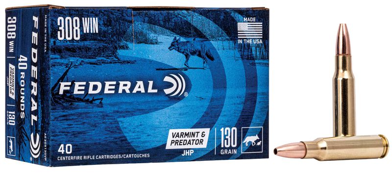 Varmint &amp; Predator, 308 Win, 130 Grain, Jacketed Hollow Point, 3050 fps