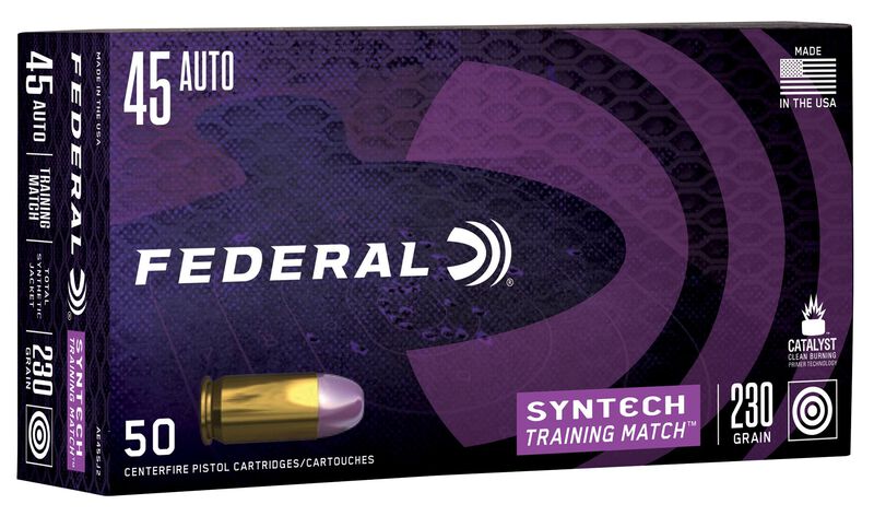Syntech Training Match, 45 Auto, 230 Grain, Syntech Jacket Flat Nose, 890 fps