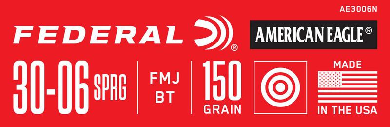 American Eagle Rifle, 30-06 Springfield, 150 Grain, Full Metal Jacket Boat-Tail, 2910 fps