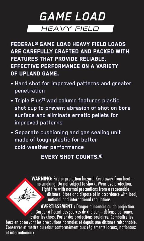 Game Load Upland Heavy Field, 12 Gauge, 5 Shot, 2-3/4 in, 1 1/4 oz, 1220 fps