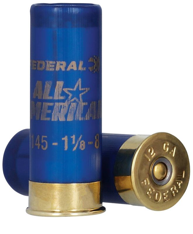 All-American, 12 Gauge, 8 Shot, 2-3/4 in, 1 1/8 oz, 1145 fps