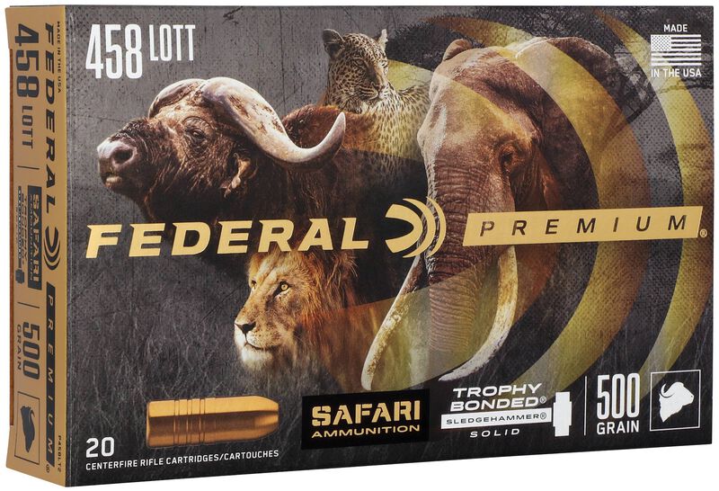 Safari Trophy Bonded Sledgehammer Solid, 458 Lott, 500 Grain, Trophy Bonded Sledgehammer Solid, 2300 fps