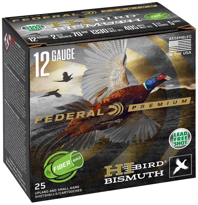 Hi-Bird Fiber Wad Bismuth, 12 Gauge, 5 Shot, 2-3/4 in, 1.25 oz, 1330 fps