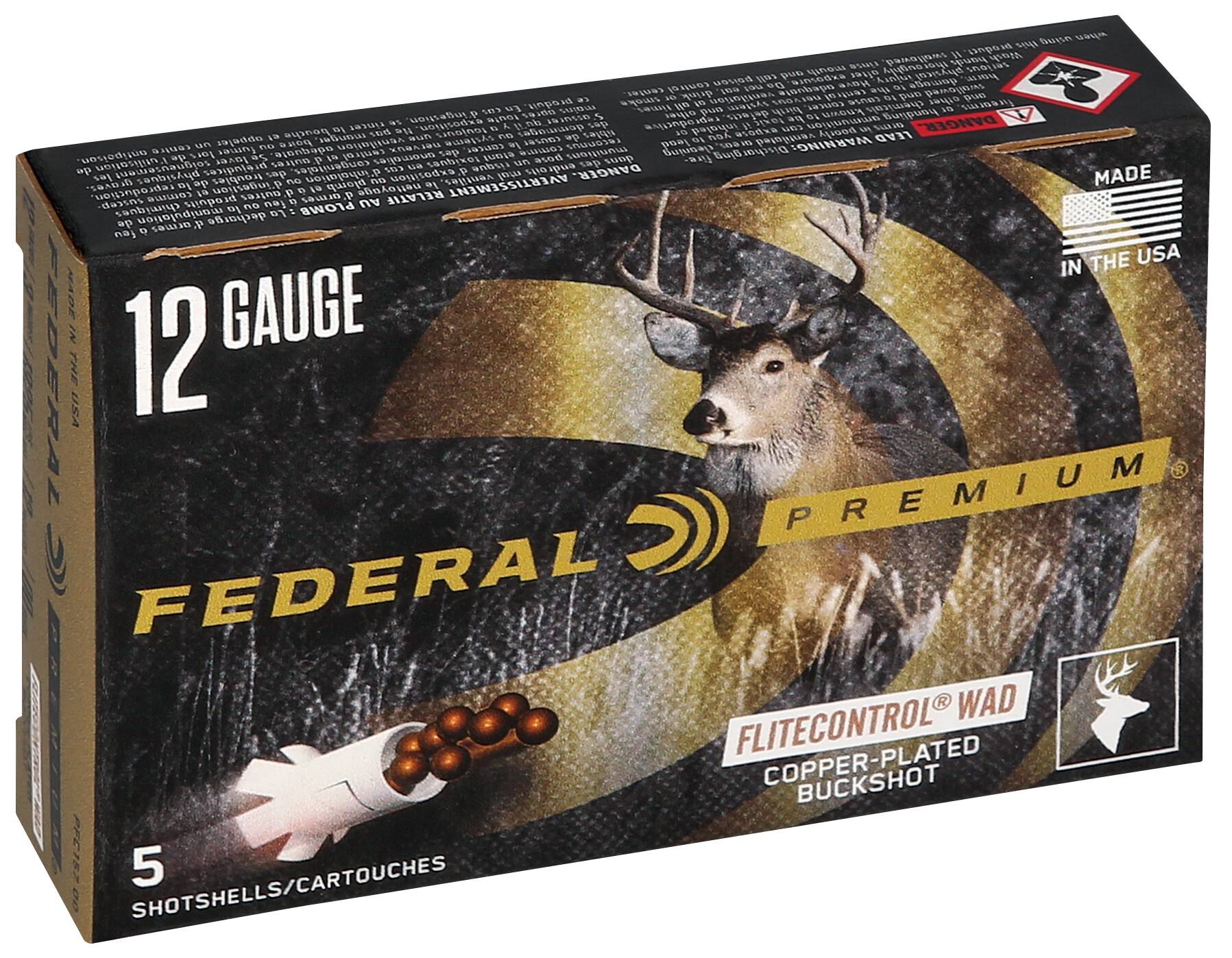 Federal Premium Buckshot FLITECONTROL 12ga PFC15700 3in 12 Pellets #00 Buck – Tight-Patterning Deer and Hog Load, 5 Rounds - Image 3