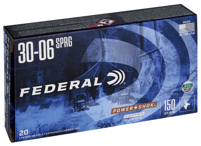 Power-Shok Copper Rifle, 30-06 Springfield, 150 Grain, Copper HP, 2910 fps