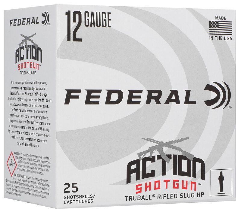 Federal Action Shotgun Rifled Slug, 12 Gauge, 438 Grain, 2-3/4 in, 1300 fps 12 Gauge Ammo - 25 Shells of 438 Grain Weight Ammunition (AS12H LRS)