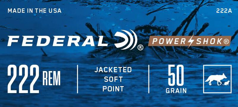Power-Shok Rifle, 222 Rem, 50 Grain, Jacketed Soft Point, 3140 fps