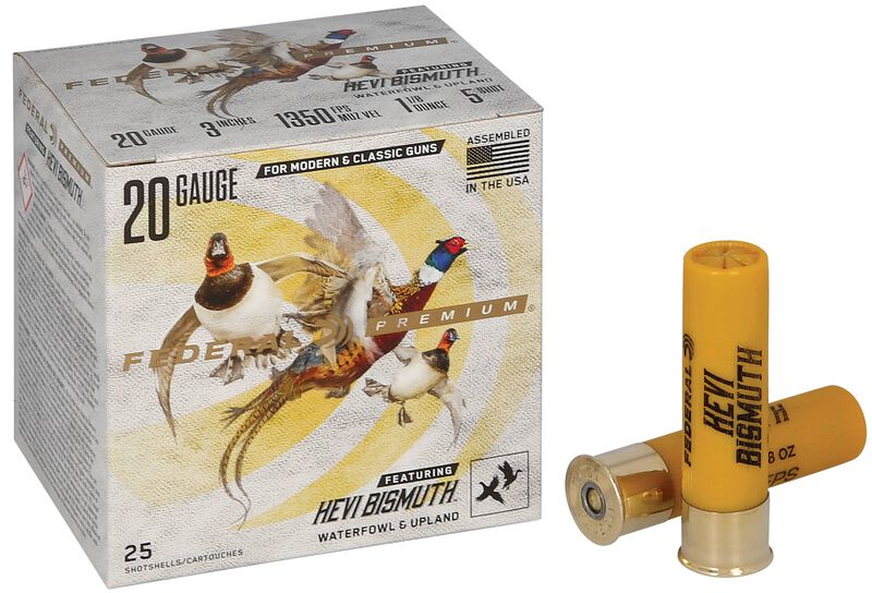 Premium HEVI-Bismuth, 20 Gauge, 5 Shot, 3 in, 1 1/8 oz, 1350 fps