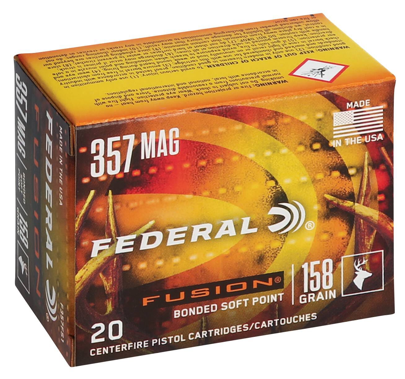 Federal 357 Mag 158gr Fusion SP – Powerful .357 Magnum Hunting Ammo, 1240 fps, 20 Rounds - Image 2