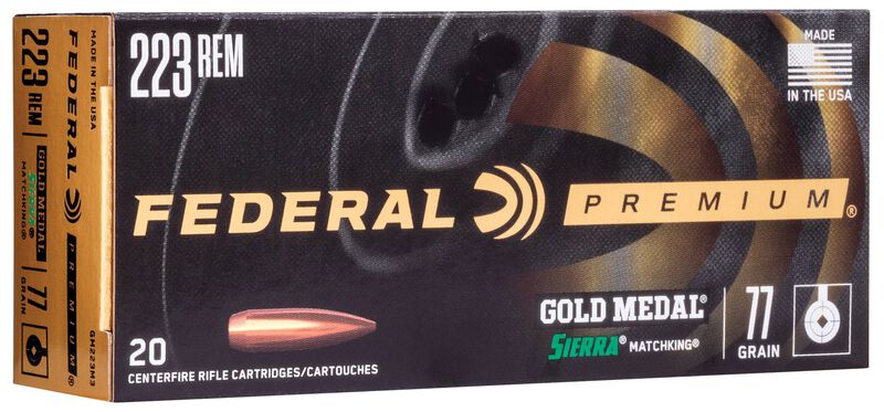 Gold Medal Sierra MatchKing, 223 Rem, 77 Grain, Sierra Matchking Boat-Tail Hollow Point, 2720 fps