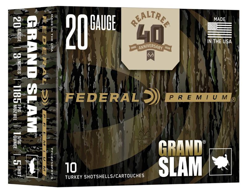 Grand Slam Realtree 40th Anniversary Edition, 20 Gauge, 5 Shot, 3 in, 1 5/16 oz, 1185 fps