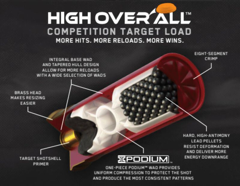 High Over All, 12 Gauge, 8 Shot, 2-3/4 in, 1 oz, 1250 fps