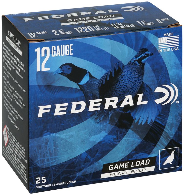 Game Load Upland Heavy Field, 12 Gauge, 4 Shot, 2-3/4 in, 1 1/4 oz, 1220 fps