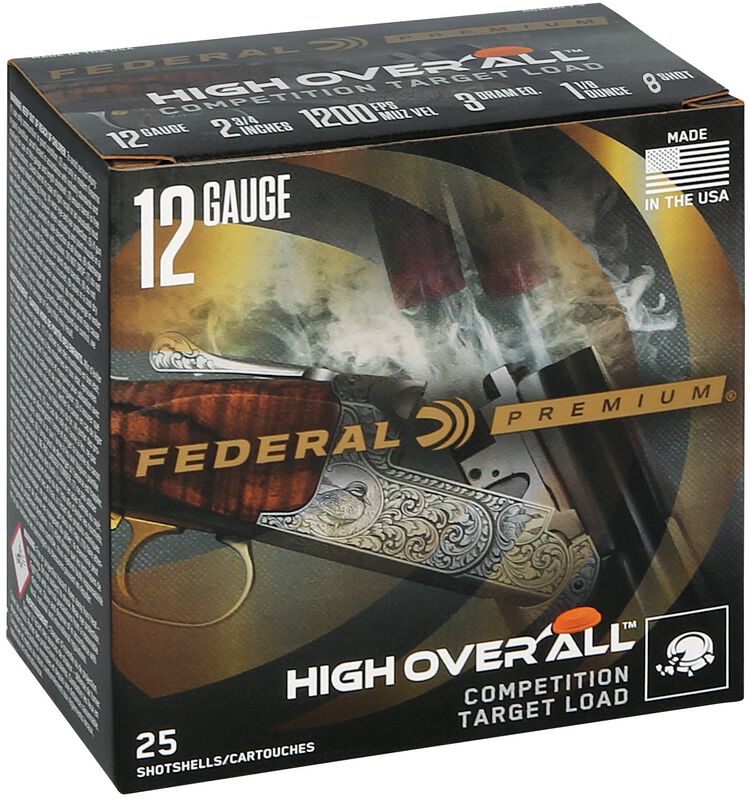 High Over All, 12 Gauge, 8 Shot, 2-3/4 in, 1 1/8 oz, 1200 fps