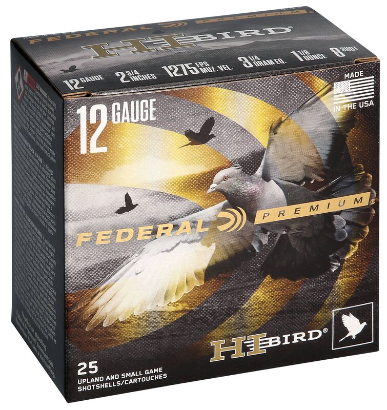 HI-BIRD, 12 Gauge, 8 Shot, 2-3/4 in, 1 1/8 oz, 1275 fps