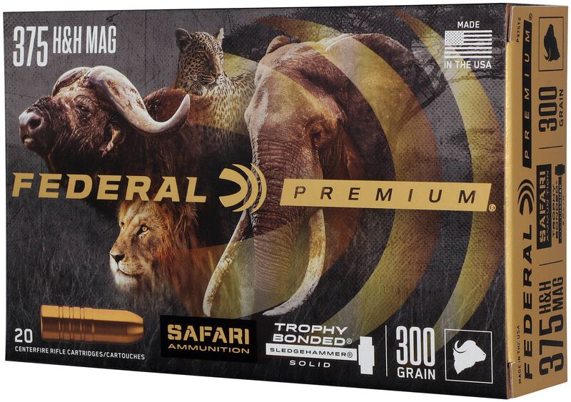 Safari Trophy Bonded Sledgehammer Solid, 375 H&amp;H Magnum, 300 Grain, Trophy Bonded Sledgehammer Solid, 2440 fps