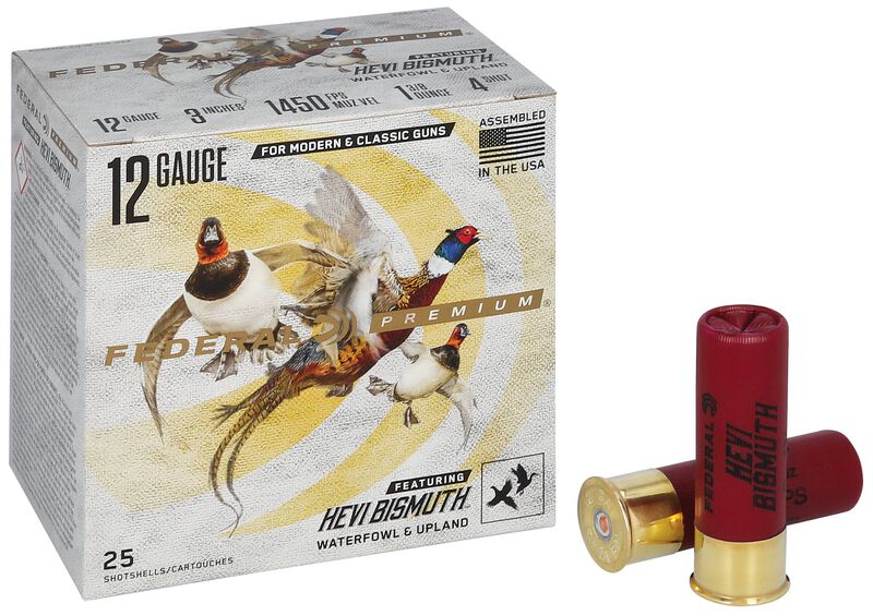 Premium HEVI-Bismuth, 12 Gauge, 4 Shot, 3 in, 1 3/8 oz, 1450 fps
