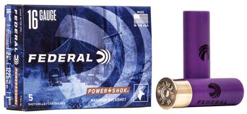 Power-Shok Buckshot, 16 Gauge, 1 Buck Shot, 2-3/4 in, 1225 fps