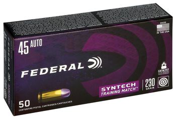 Syntech Training Match, 45 Auto, 230 Grain, Syntech Jacket Flat Nose, 890 fps
