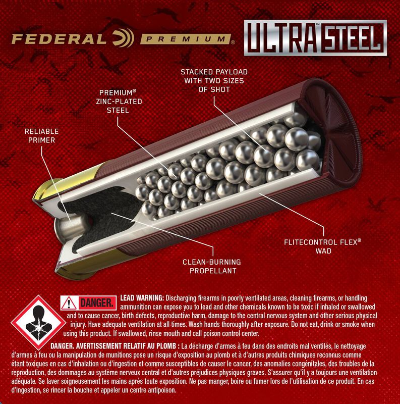Ultra Steel, 12 Gauge, 2 and 4 Shot, 3 in, 1 1/4 oz, 1450 fps
