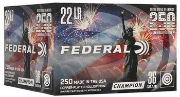 250th Anniversary USA Rimfire, 22 LR, 36 Grain, Copper Plated Hollow Point, 1260 fps